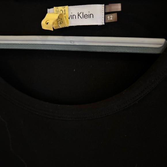 Calvin Klein black jersey top & black faux leather midi dress - Picture 2 of 3